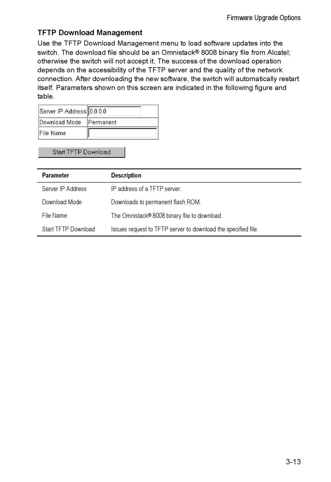 Alcatel Carrier Internetworking Solutions 8008 manual Tftp Download Management 