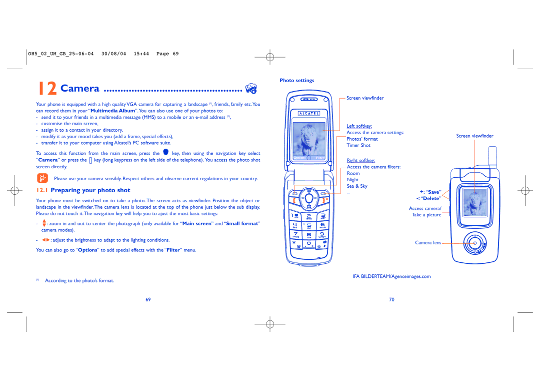 Alcatel Carrier Internetworking Solutions 835 manual Camera, Preparing your photo shot 