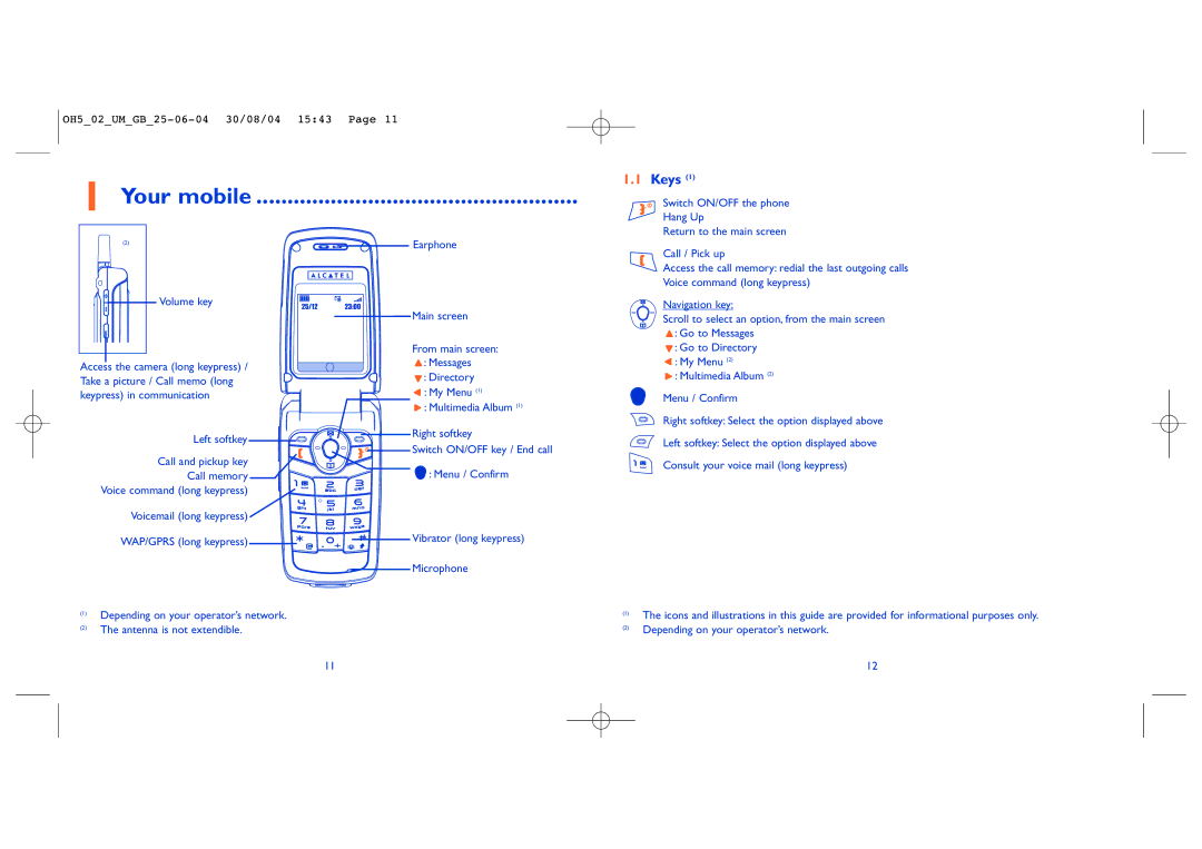 Alcatel Carrier Internetworking Solutions 835 manual Your mobile, Keys 