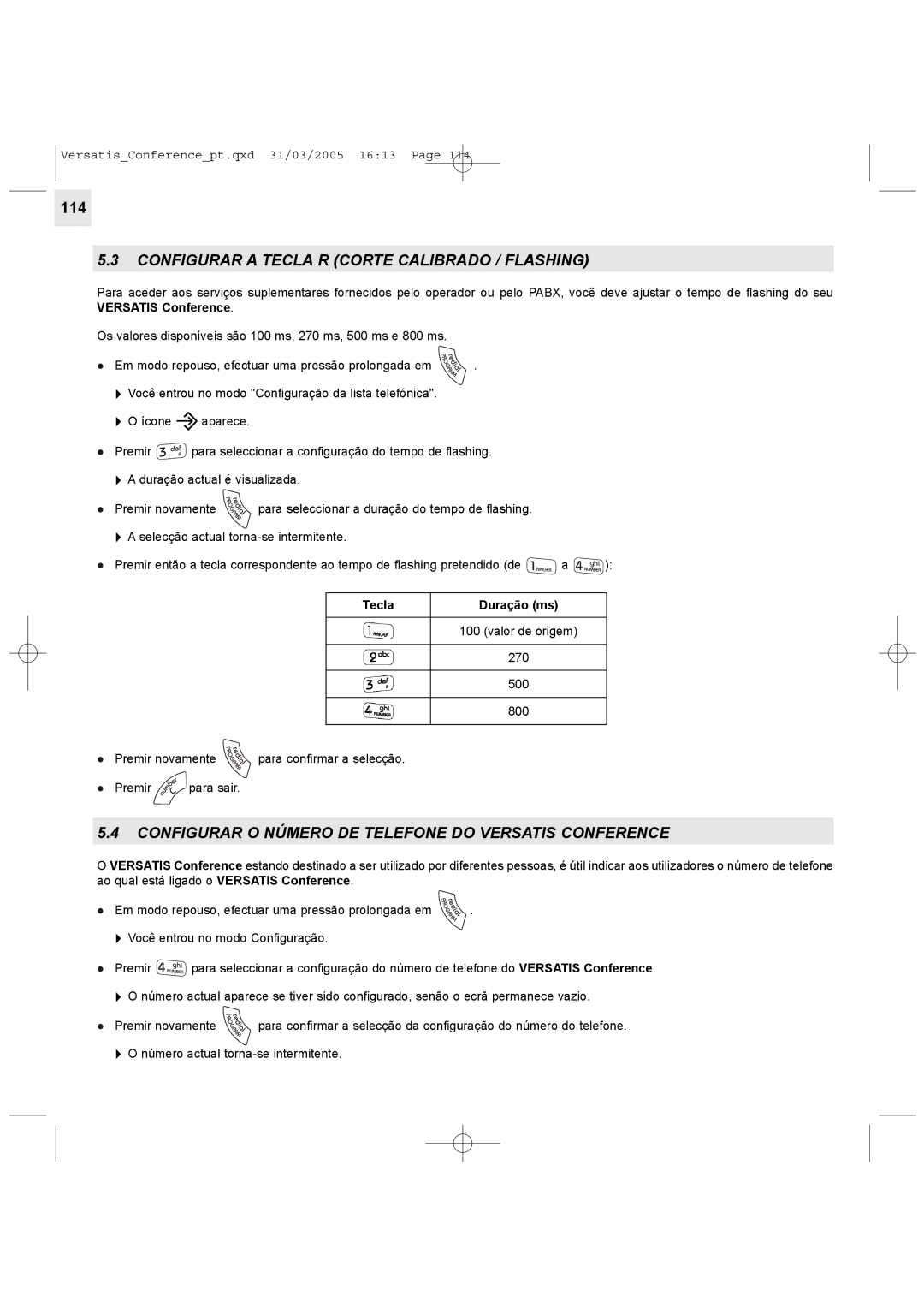 Alcatel Carrier Internetworking Solutions Conference Phone manual Configurar a Tecla R Corte Calibrado / Flashing 