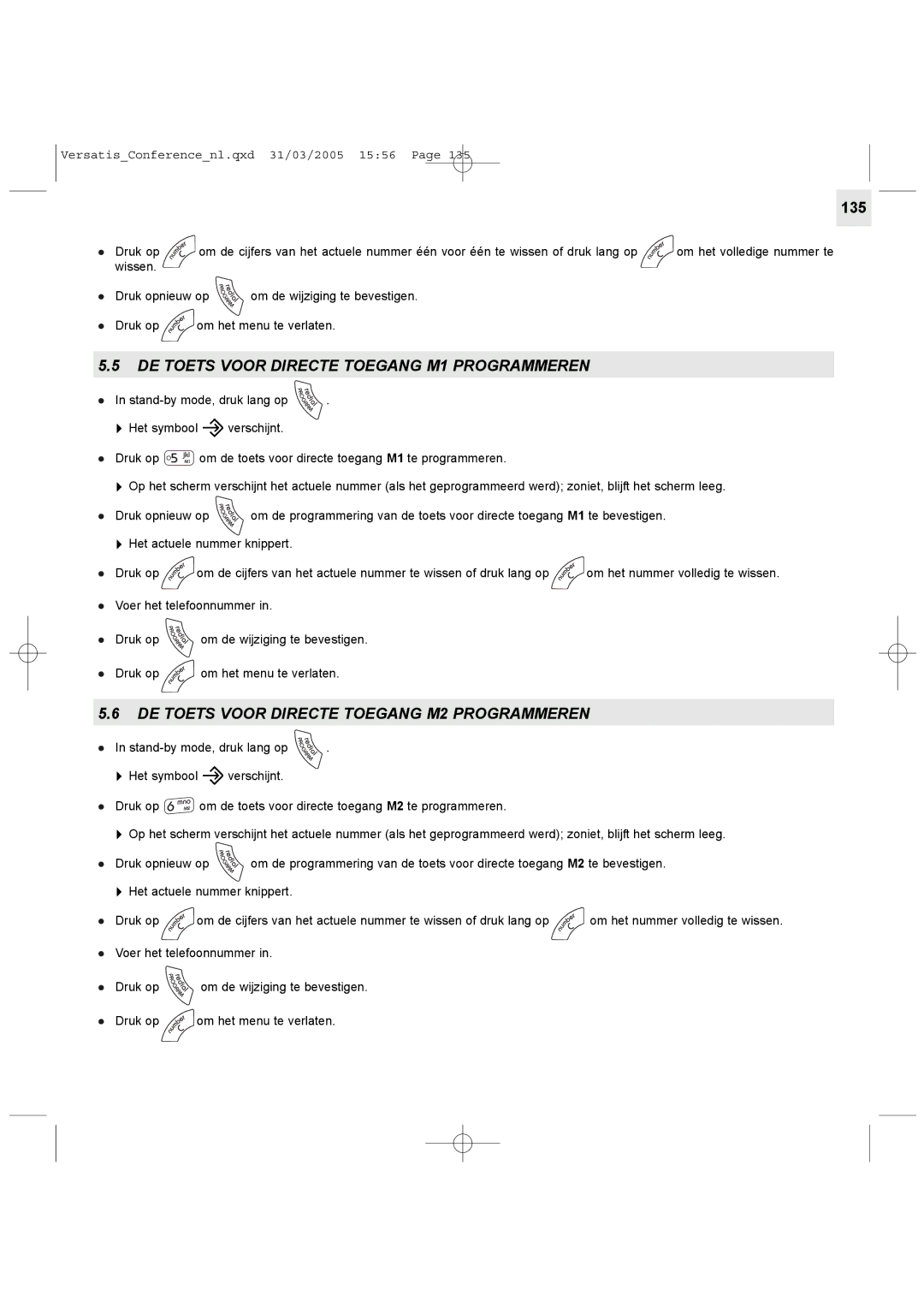 Alcatel Carrier Internetworking Solutions Conference Phone manual DE Toets Voor Directe Toegang M1 Programmeren 