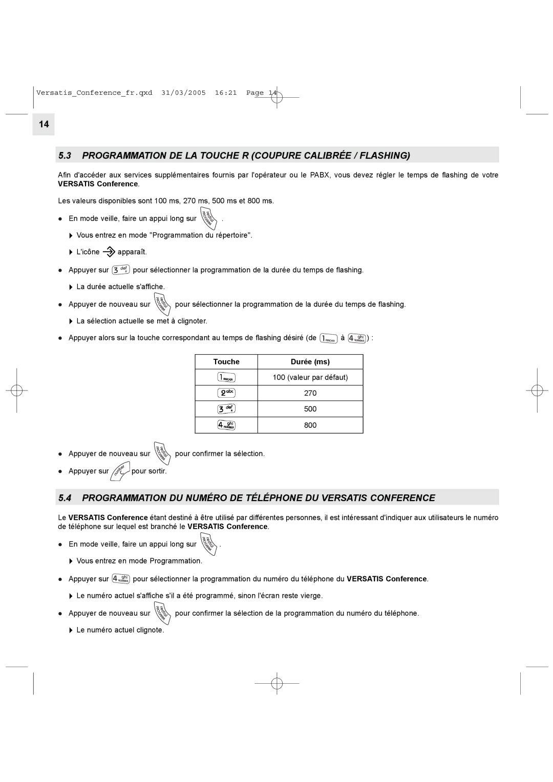 Alcatel Carrier Internetworking Solutions Conference Phone manual Programmation DE LA Touche R Coupure Calibrée / Flashing 