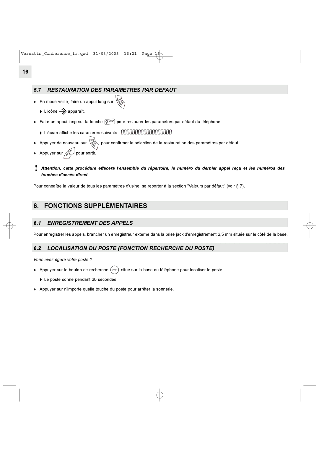 Alcatel Carrier Internetworking Solutions Conference Phone manual Fonctions Supplémentaires, Enregistrement DES Appels 