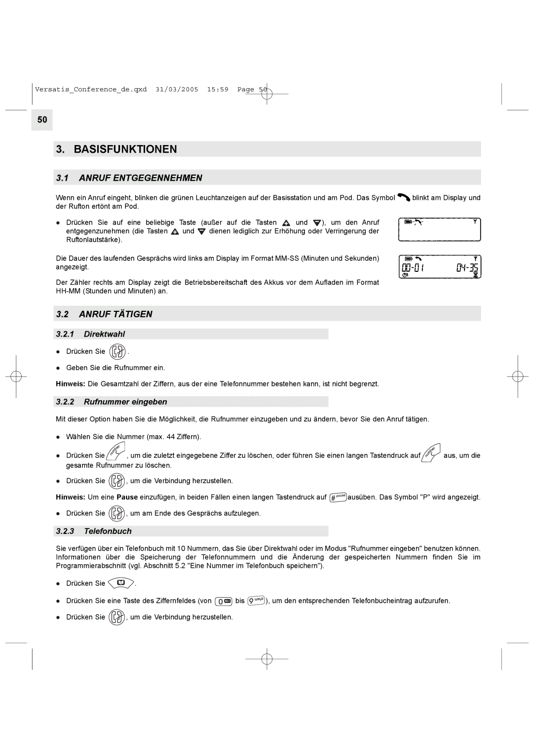 Alcatel Carrier Internetworking Solutions Conference Phone manual Basisfunktionen, Anruf Entgegennehmen, Anruf Tätigen 