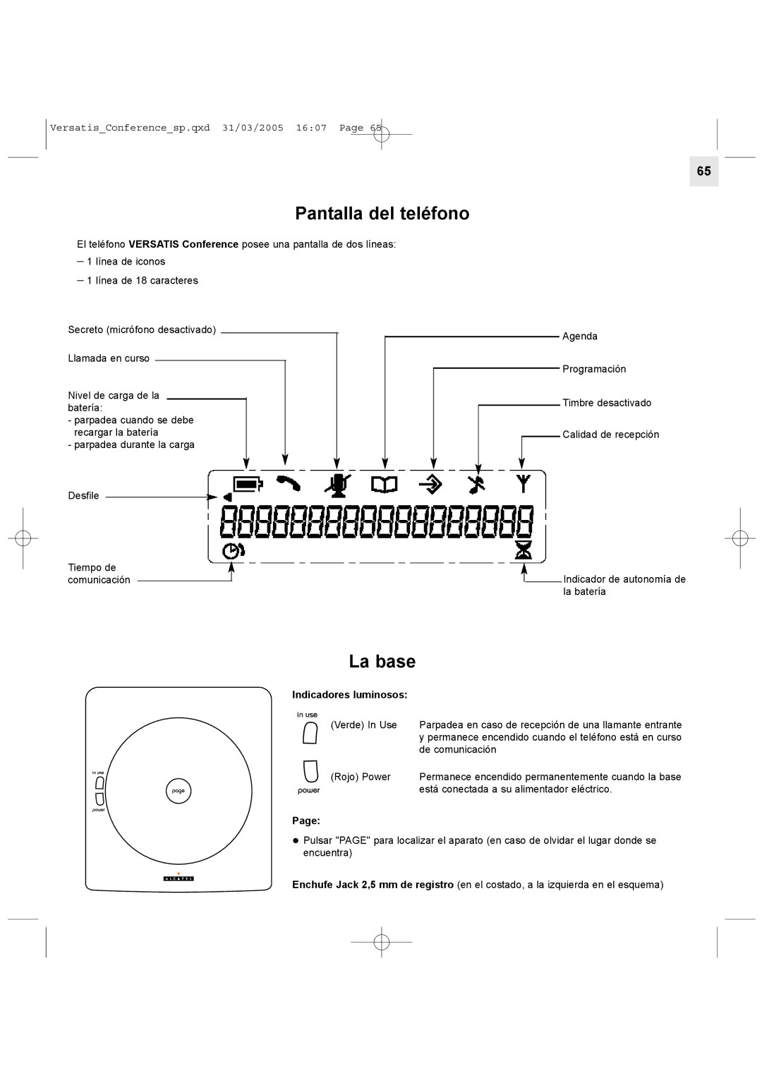 Alcatel Carrier Internetworking Solutions Conference Phone manual Pantalla del teléfono, Indicadores luminosos 