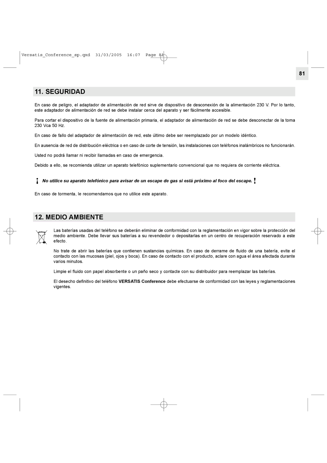 Alcatel Carrier Internetworking Solutions Conference Phone manual Seguridad, Medio Ambiente 