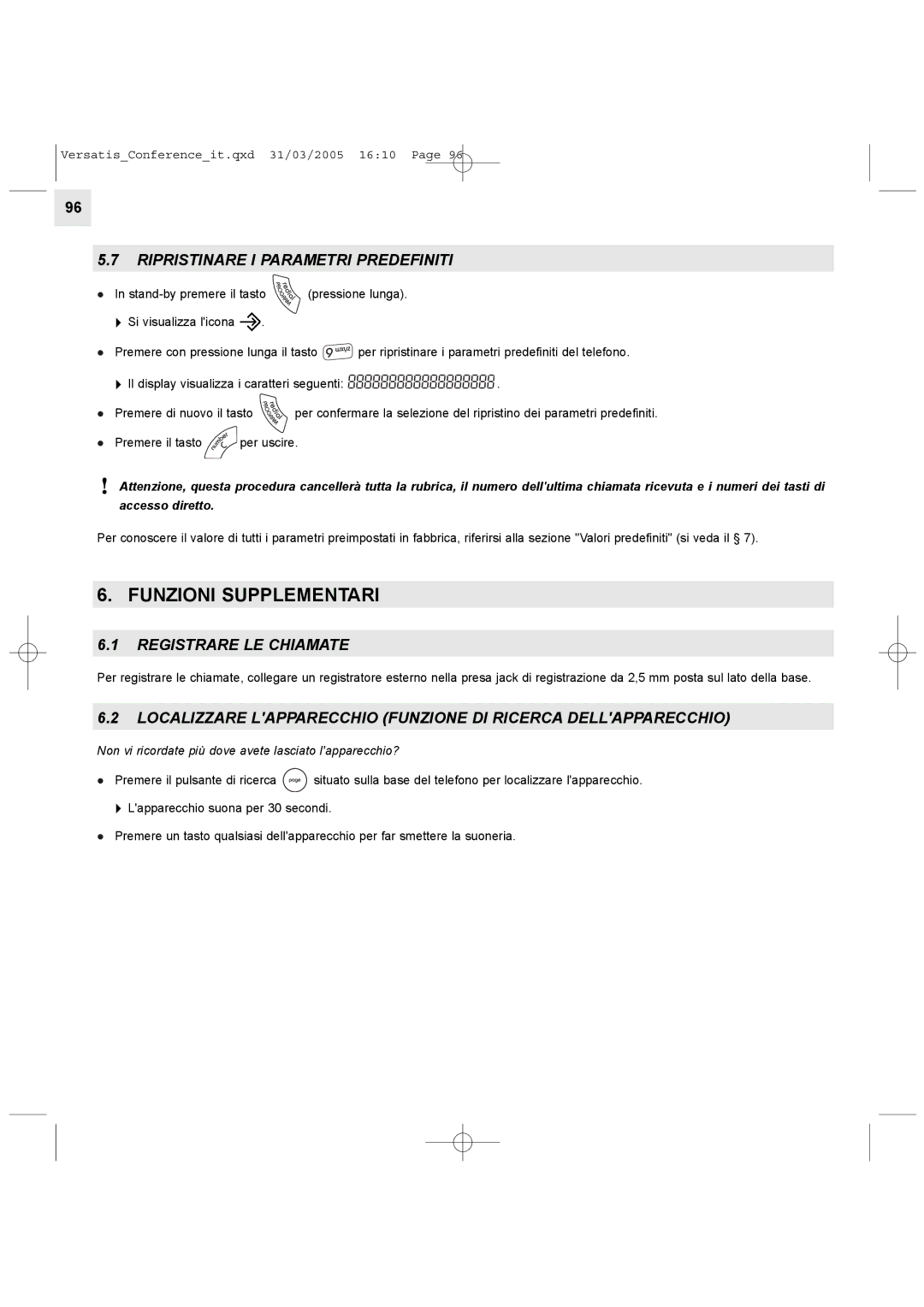 Alcatel Carrier Internetworking Solutions Conference Phone Funzioni Supplementari, Ripristinare I Parametri Predefiniti 