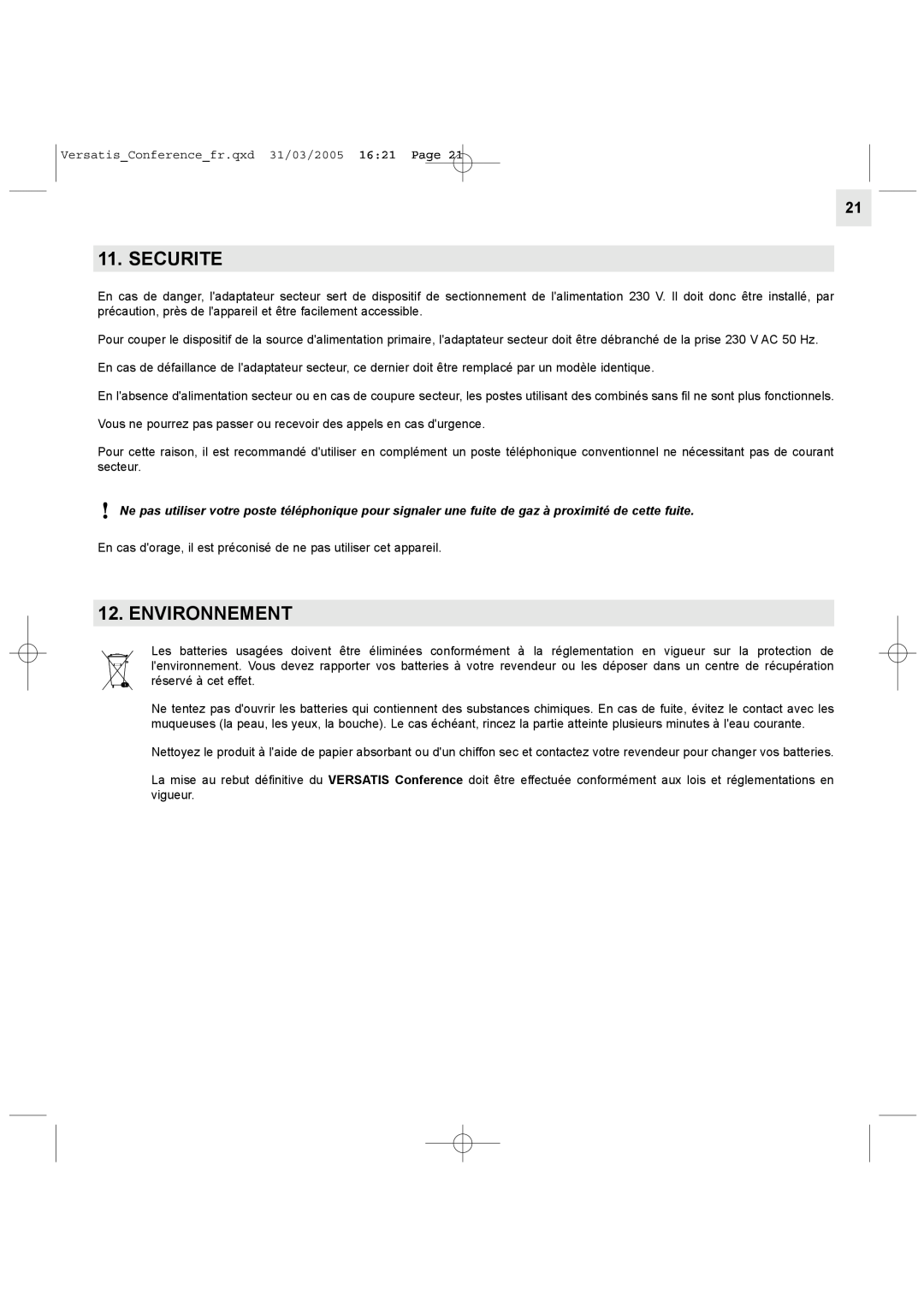 Alcatel Carrier Internetworking Solutions Conference Phone manual Securite, Environnement 