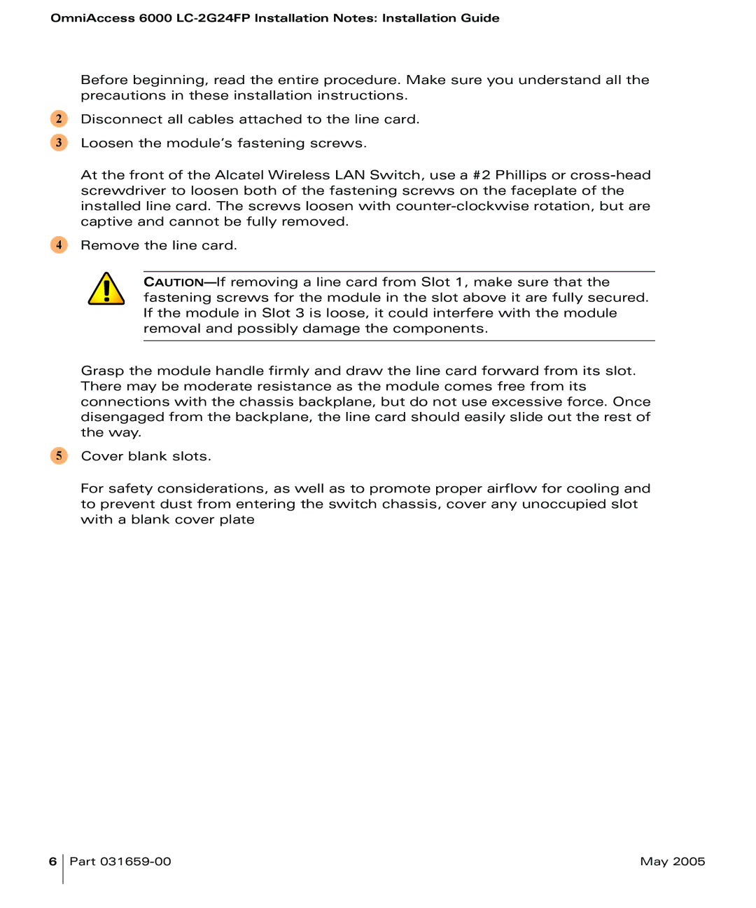 Alcatel Carrier Internetworking Solutions LC-2G24FP installation instructions Part May 