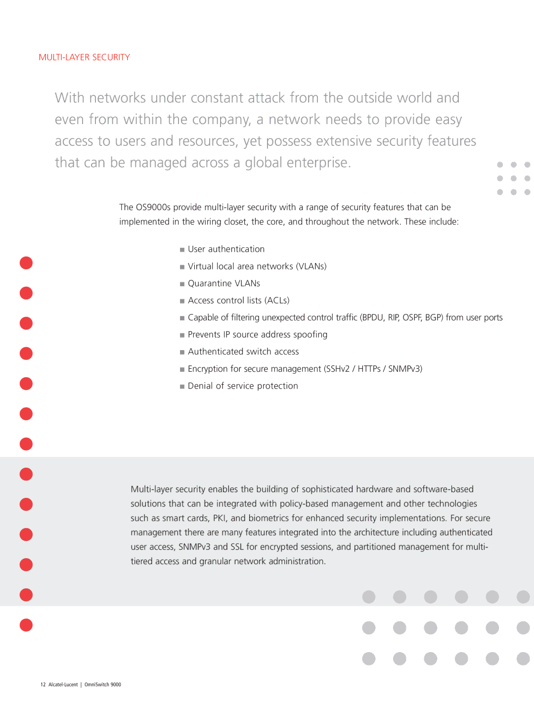 Alcatel Carrier Internetworking Solutions OmniSwitch 9000 manual MULTI-LAYER Security 