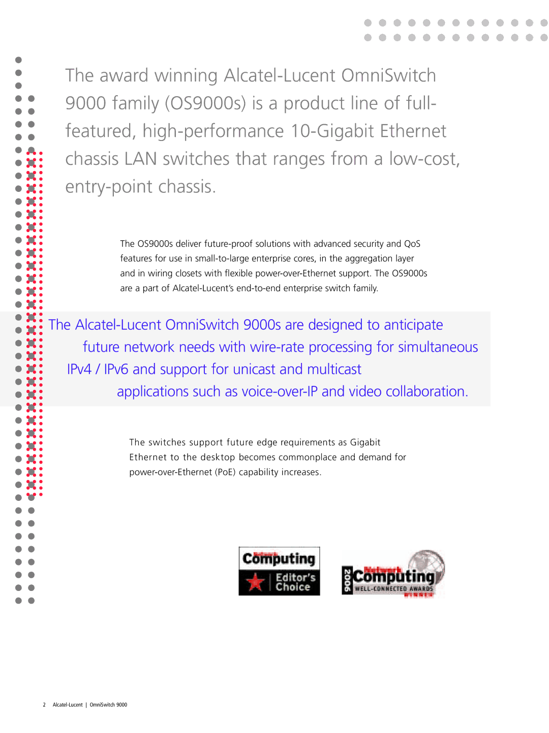 Alcatel Carrier Internetworking Solutions OmniSwitch 9000 manual Alcatel-Lucent OmniSwitch 