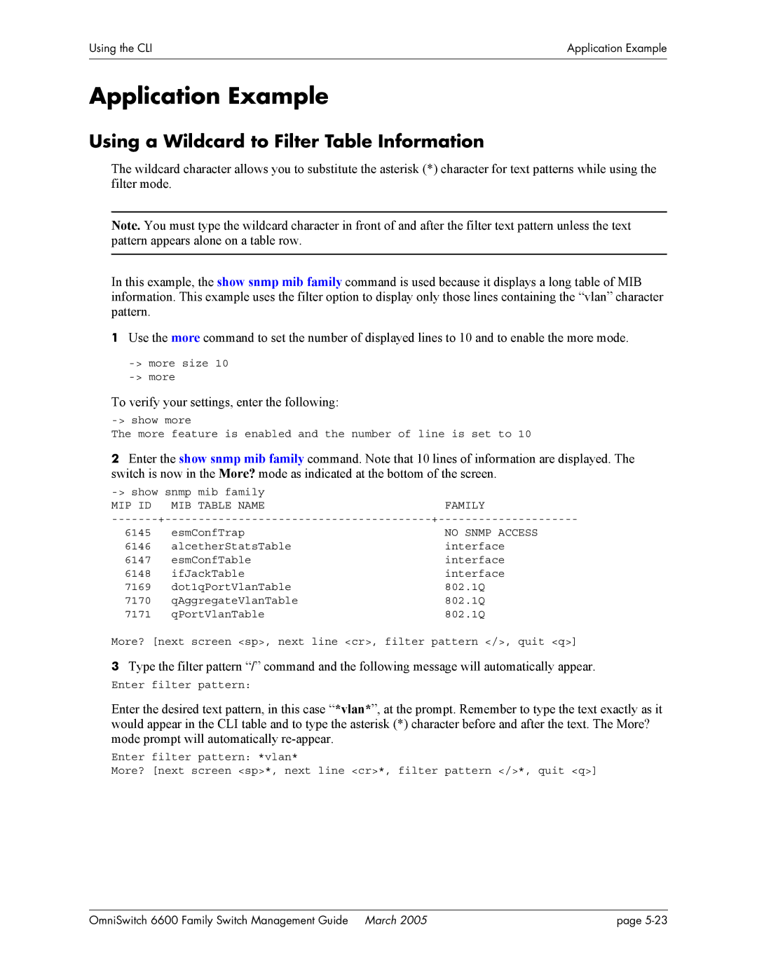 Alcatel Carrier Internetworking Solutions omniswitch Application Example, Using a Wildcard to Filter Table Information 