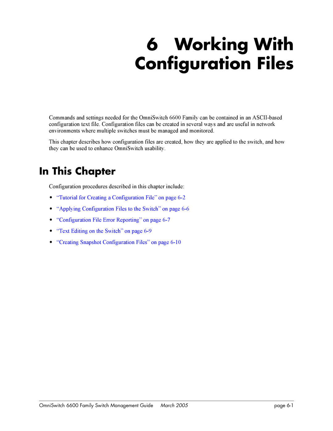 Alcatel Carrier Internetworking Solutions omniswitch manual Working With Configuration Files 