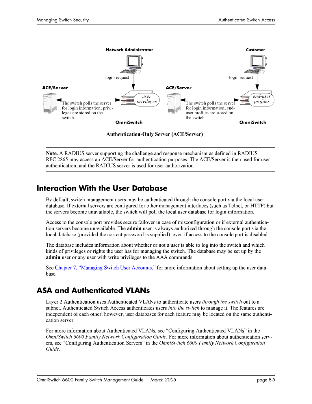 Alcatel Carrier Internetworking Solutions omniswitch manual Interaction With the User Database, ASA and Authenticated VLANs 