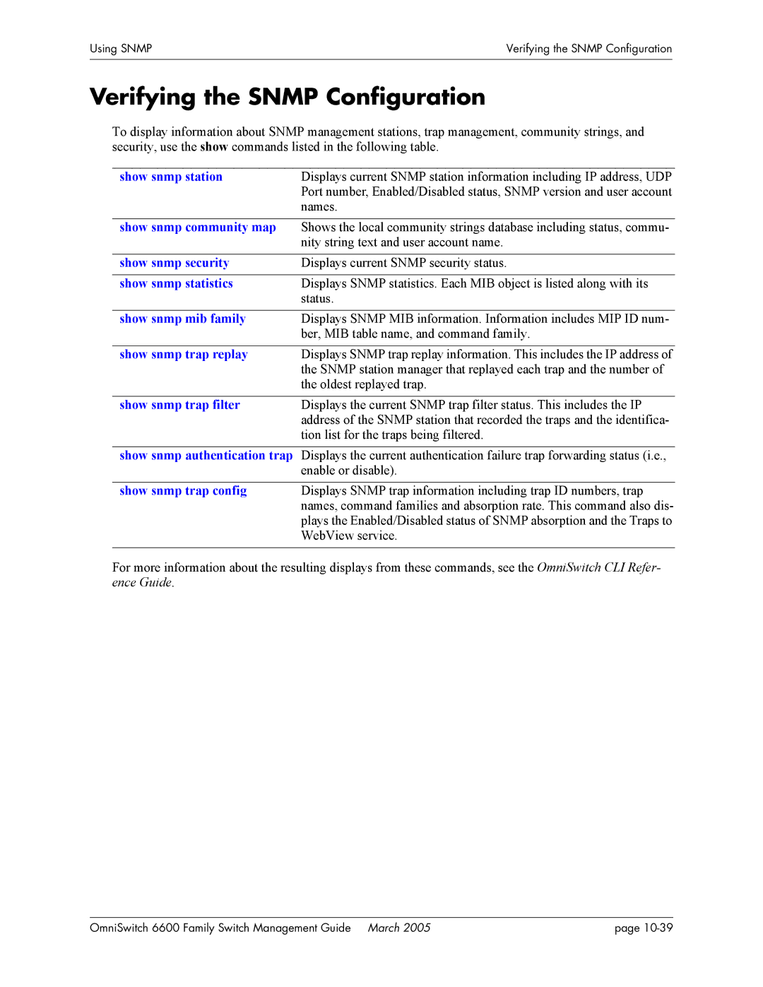 Alcatel Carrier Internetworking Solutions omniswitch manual Verifying the Snmp Configuration 