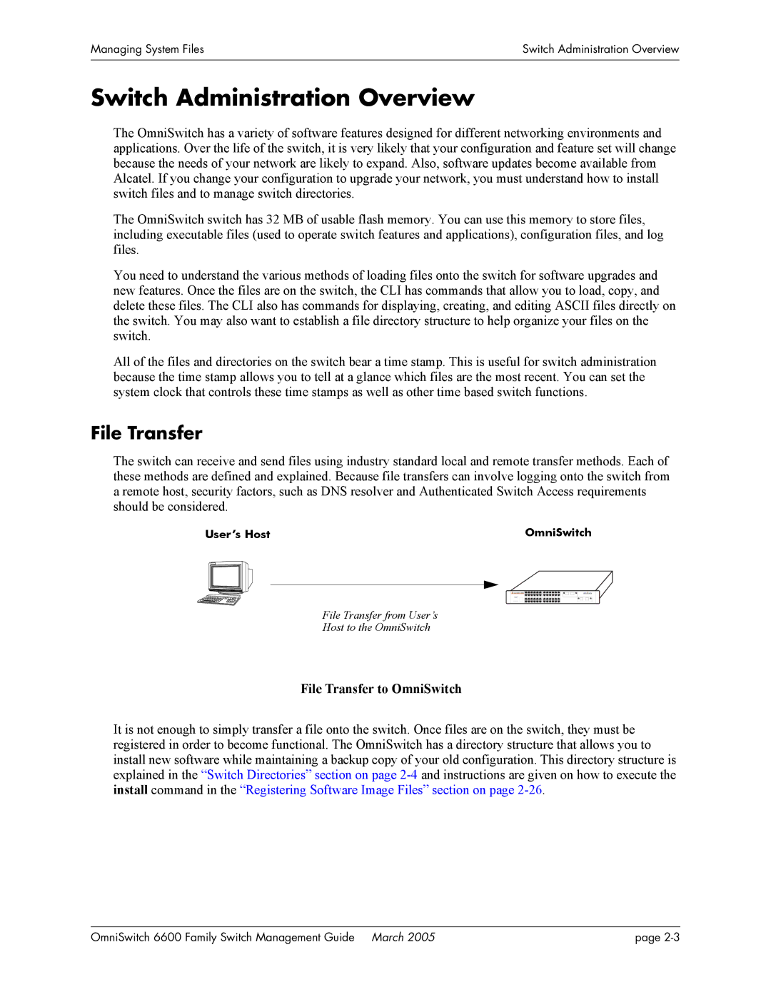 Alcatel Carrier Internetworking Solutions omniswitch manual Switch Administration Overview, File Transfer 