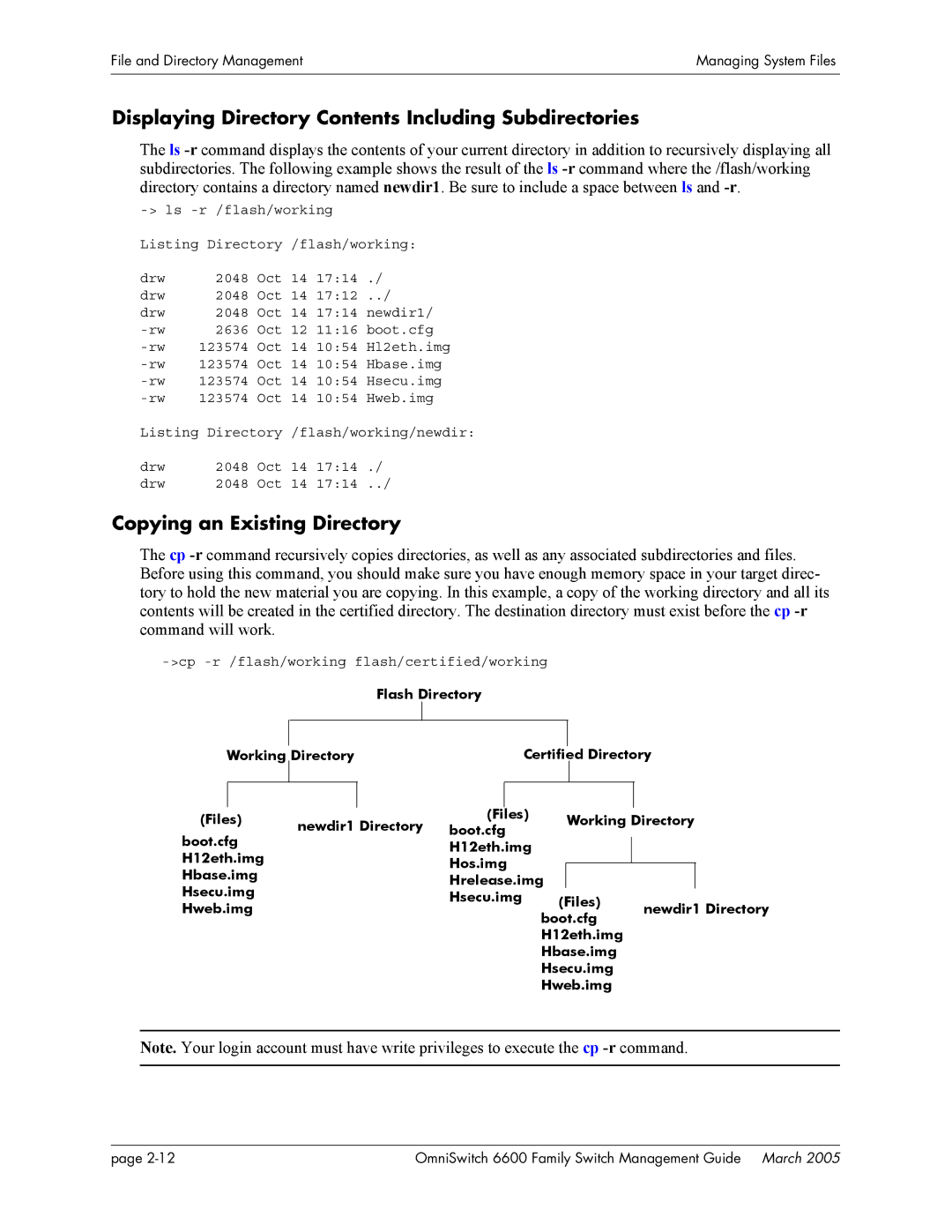 Alcatel Carrier Internetworking Solutions omniswitch manual Displaying Directory Contents Including Subdirectories 