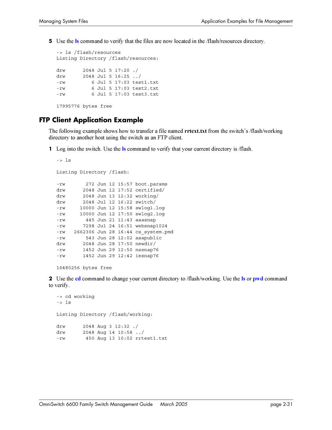 Alcatel Carrier Internetworking Solutions omniswitch manual FTP Client Application Example 