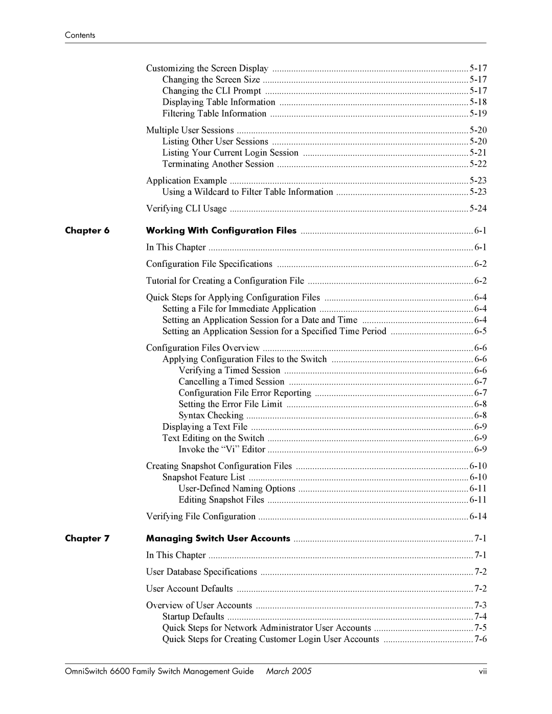 Alcatel Carrier Internetworking Solutions omniswitch manual OmniSwitch 6600 Family Switch Management Guide March Vii 