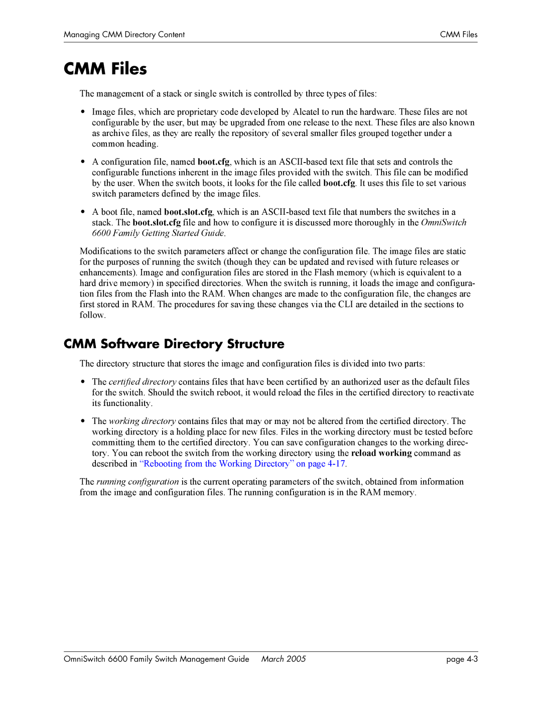 Alcatel Carrier Internetworking Solutions omniswitch manual CMM Files, CMM Software Directory Structure 