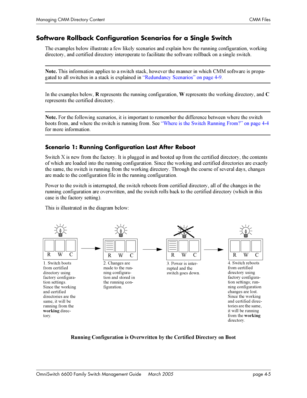 Alcatel Carrier Internetworking Solutions omniswitch manual Scenario 1 Running Configuration Lost After Reboot 