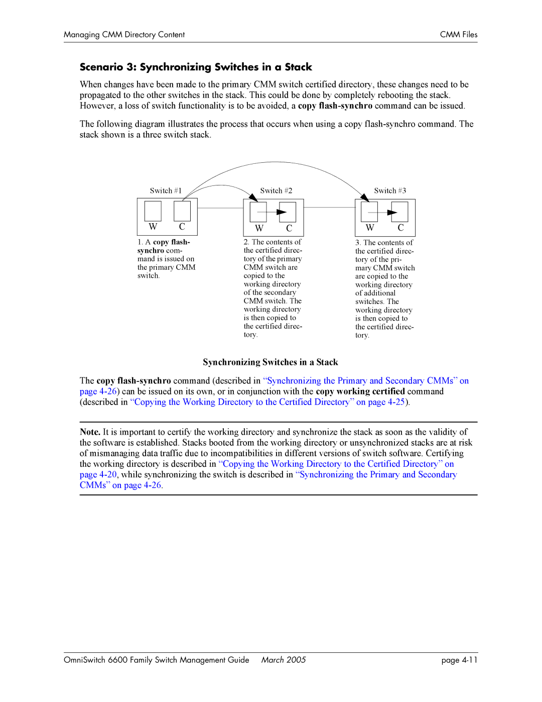 Alcatel Carrier Internetworking Solutions omniswitch manual Scenario 3 Synchronizing Switches in a Stack 