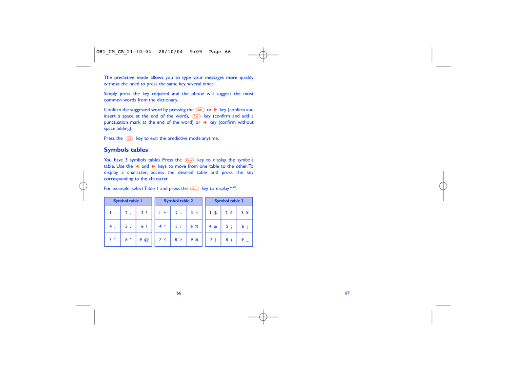 Alcatel Carrier Internetworking Solutions Onetouch 155, Onetouch 156 technical specifications Symbols tables 