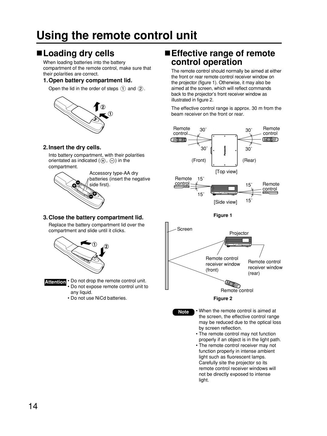 Alcatel Carrier Internetworking Solutions TQBJ0223 manual Using the remote control unit, Loading dry cells 