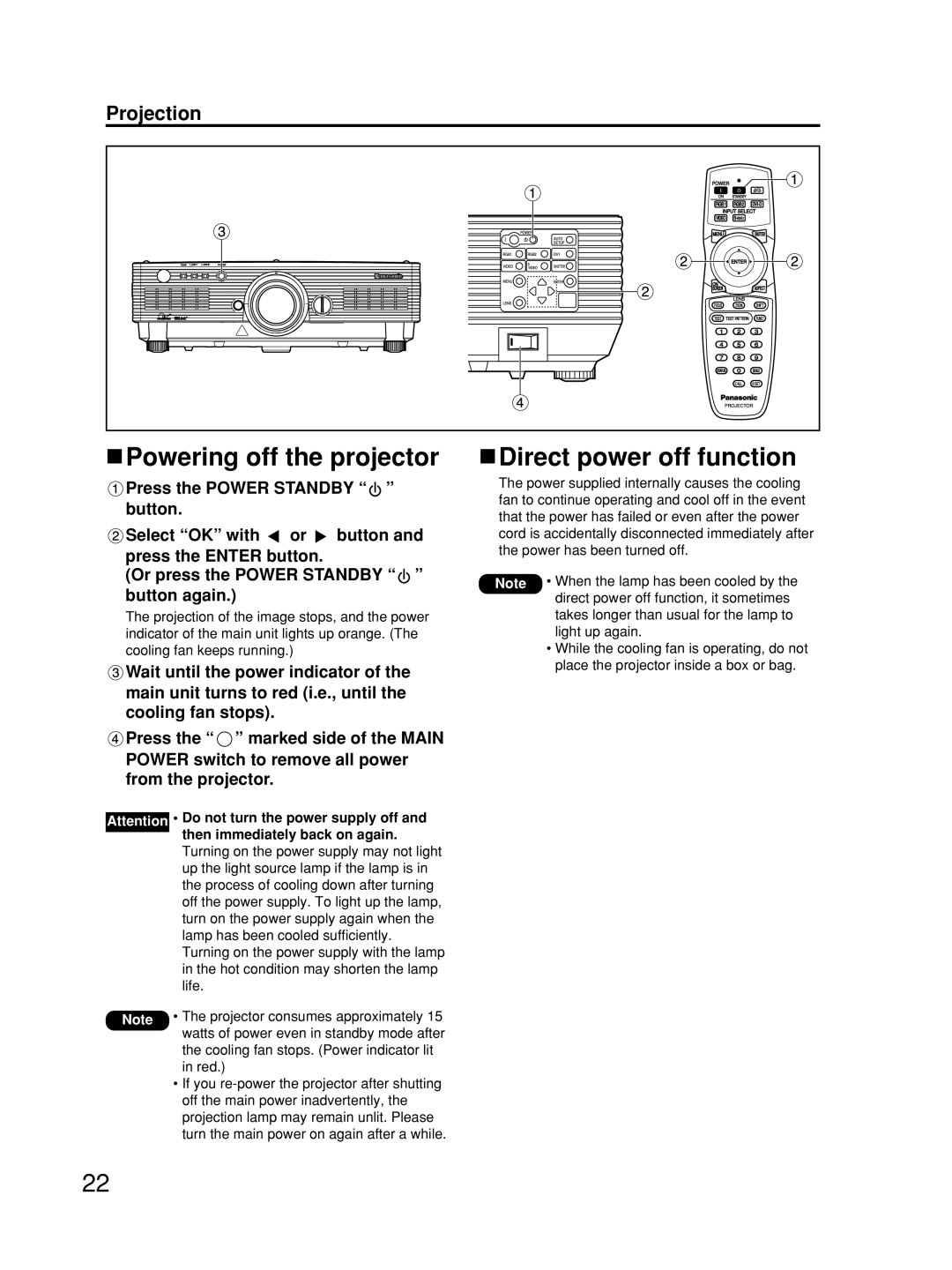 Alcatel Carrier Internetworking Solutions TQBJ0223 manual Powering off the projector, Direct power off function 