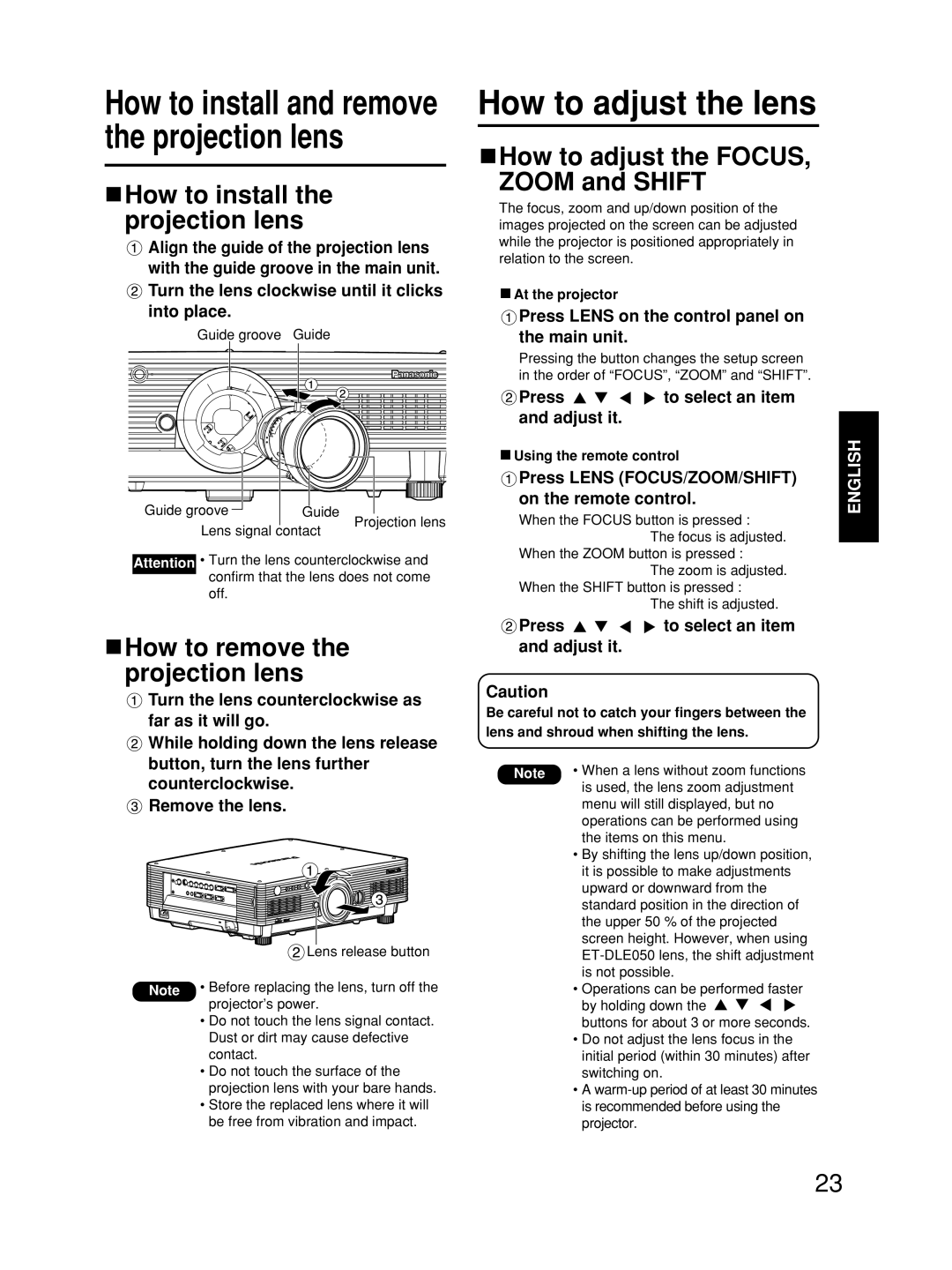 Alcatel Carrier Internetworking Solutions TQBJ0223 manual How to adjust the lens, How to adjust the FOCUS, Zoom and Shift 