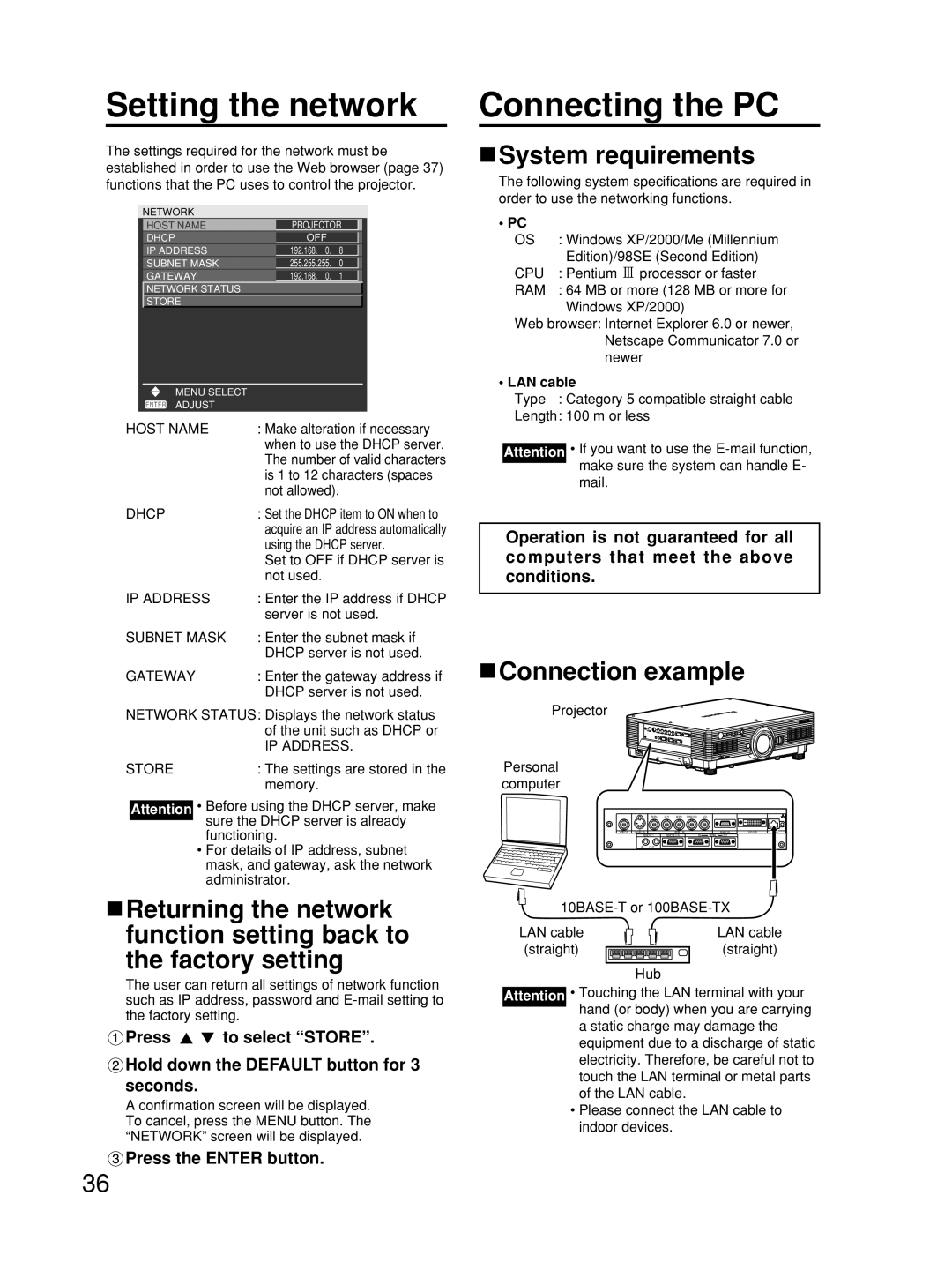 Alcatel Carrier Internetworking Solutions TQBJ0223 manual Setting the network, Connecting the PC, System requirements 