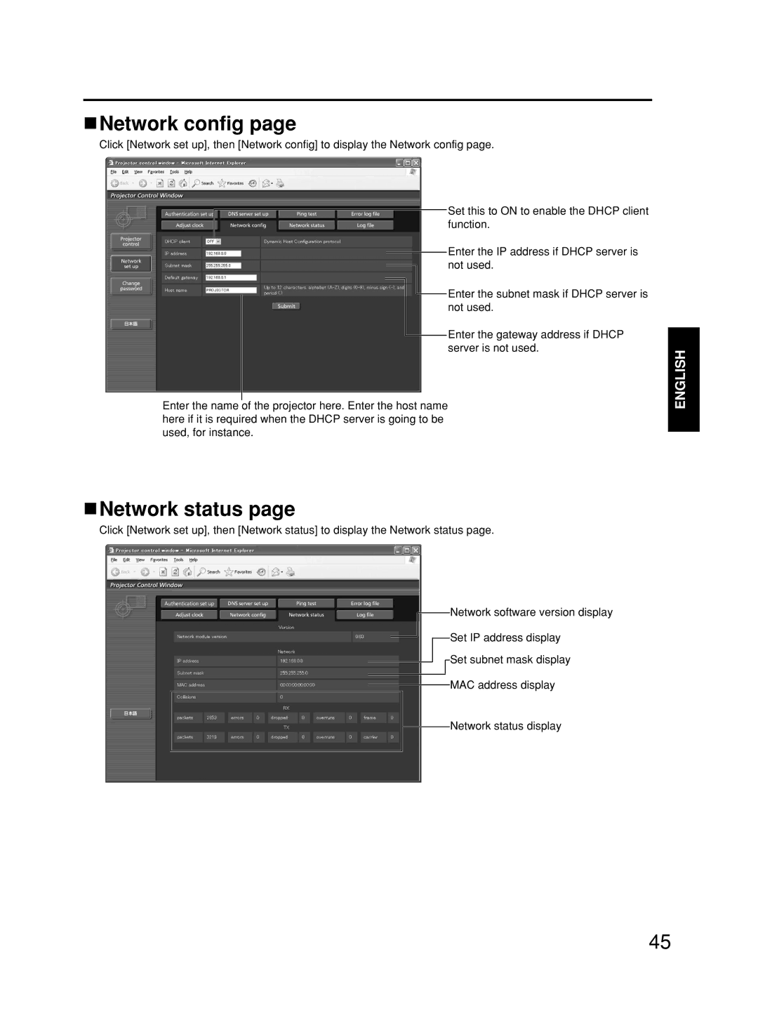 Alcatel Carrier Internetworking Solutions TQBJ0223 manual Network config, Network status 