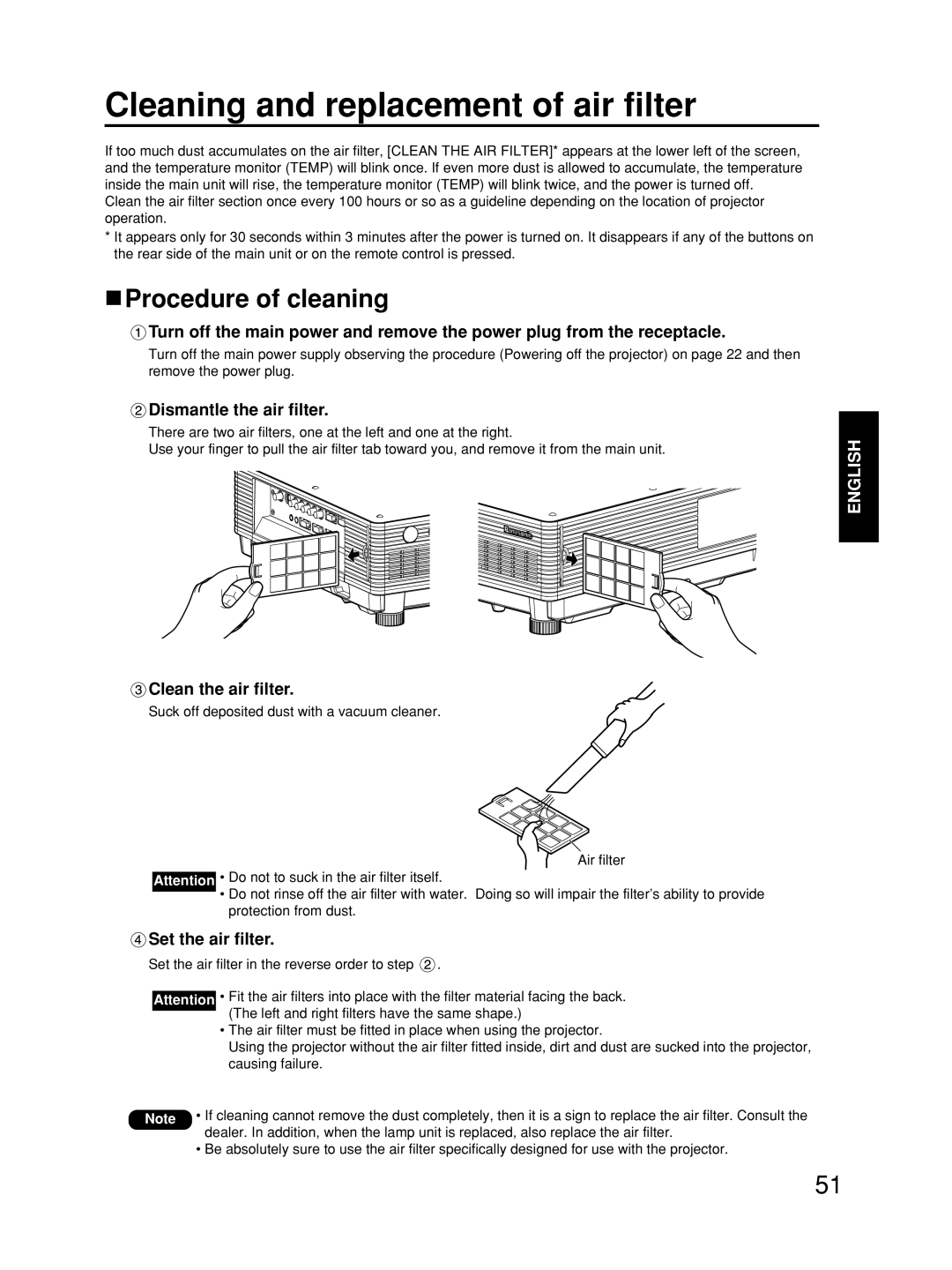 Alcatel Carrier Internetworking Solutions TQBJ0223 manual Cleaning and replacement of air filter, Procedure of cleaning 