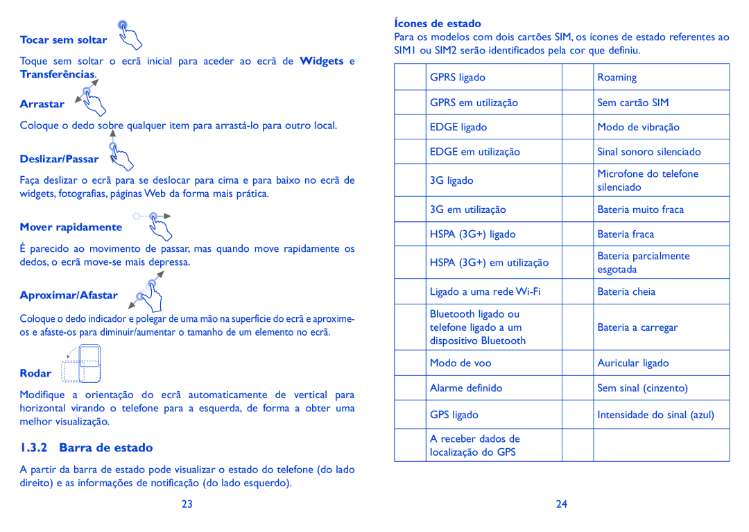 Alcatel HERO manual Barra de estado 