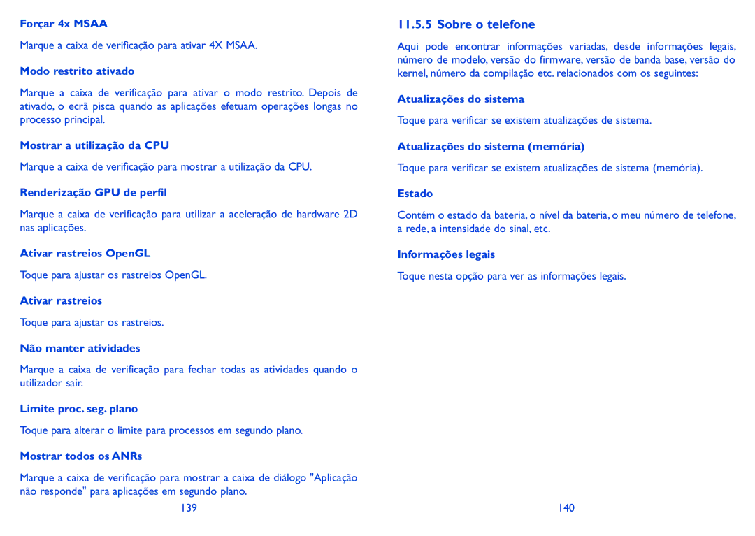 Alcatel HERO manual Sobre o telefone 