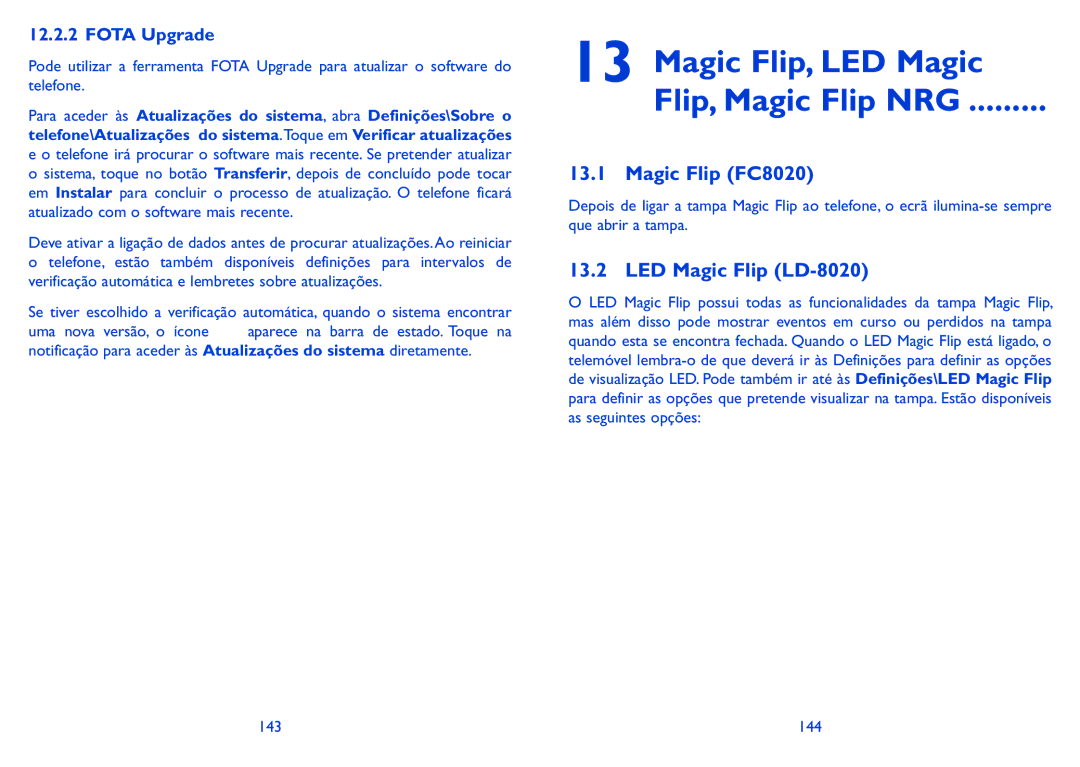 Alcatel HERO Magic Flip, LED Magic Flip, Magic Flip NRG, Magic Flip FC8020, LED Magic Flip LD-8020, Fota Upgrade, 144 