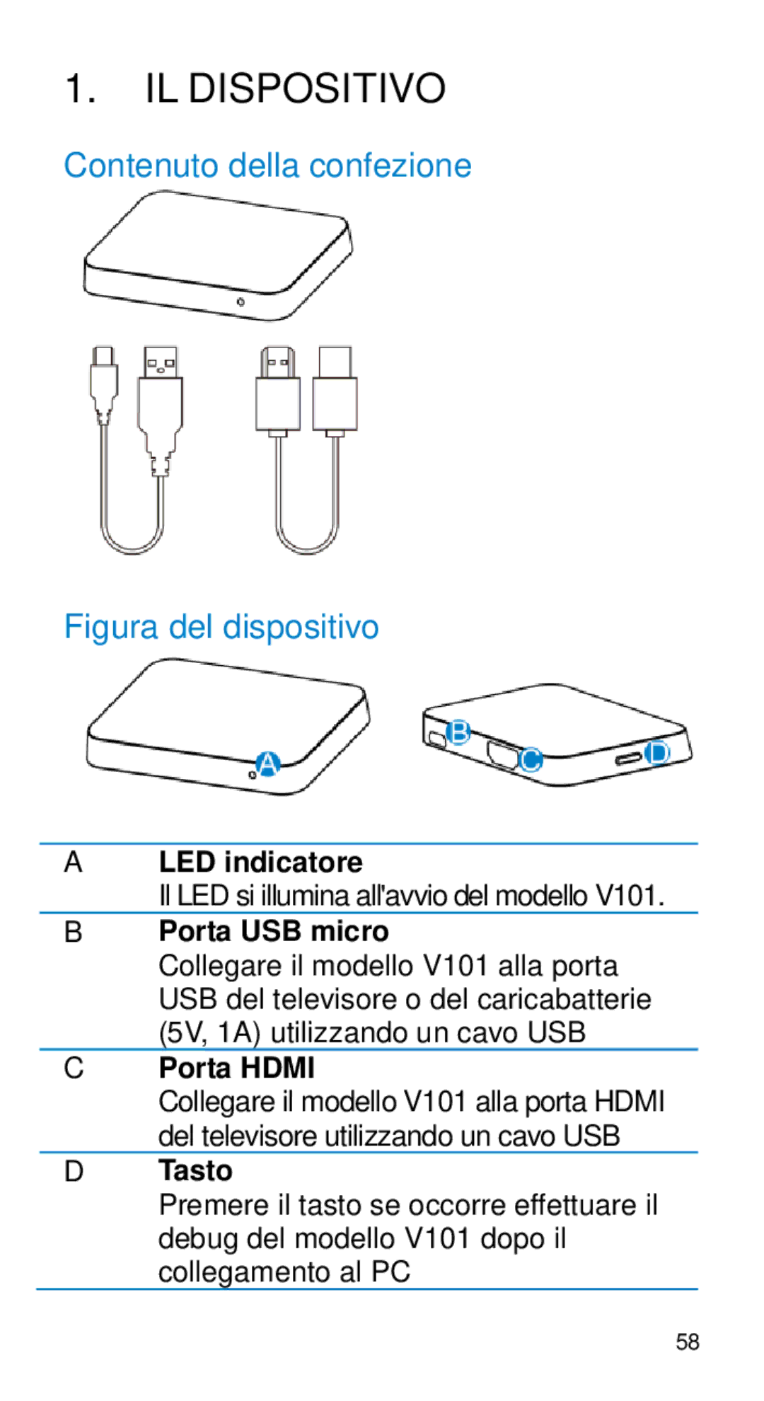 Alcatel Home V101 manual IL Dispositivo, Contenuto della confezione 