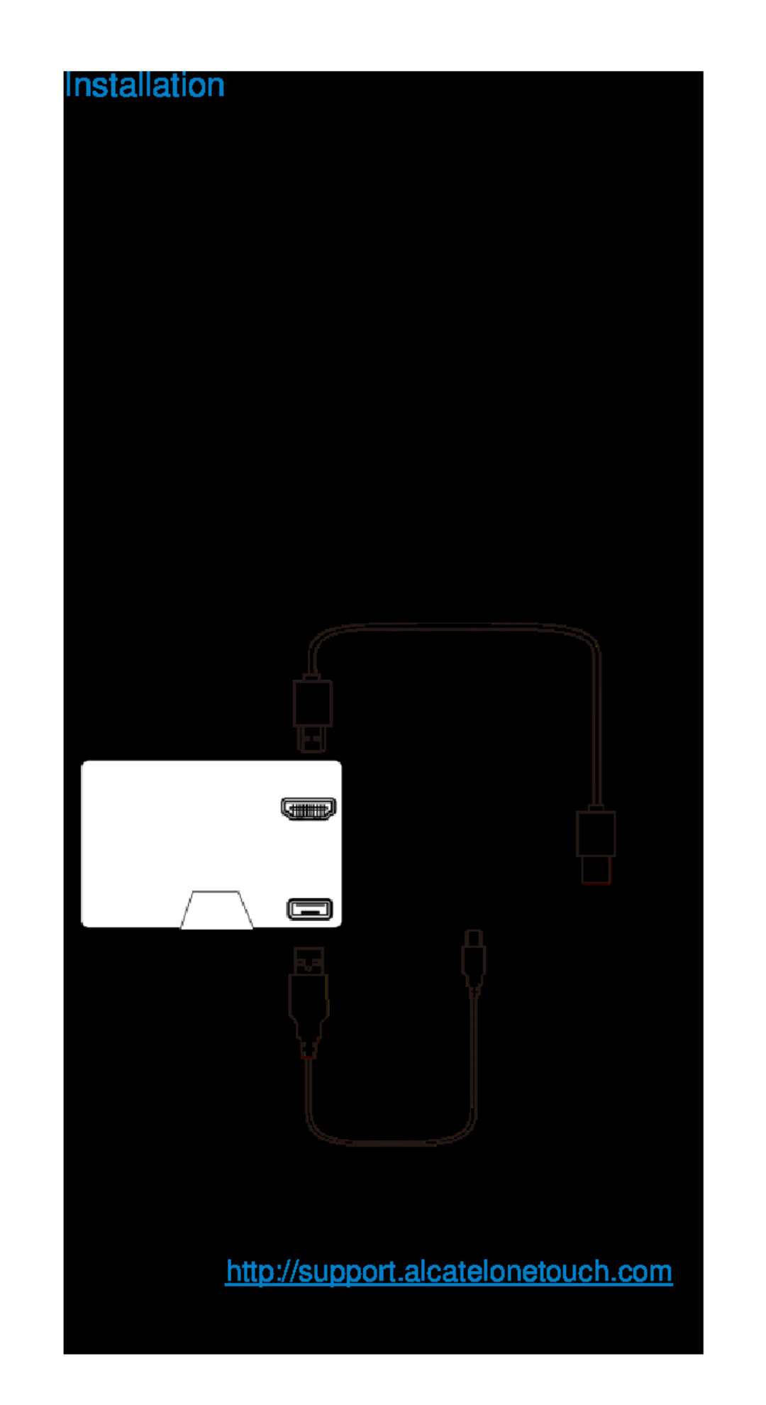 Alcatel Home V101 Installation, HDMI-Kabel anschließen, mit dem HDMI-Anschluss an der Rückseite des, USB-Kabel anschließen 
