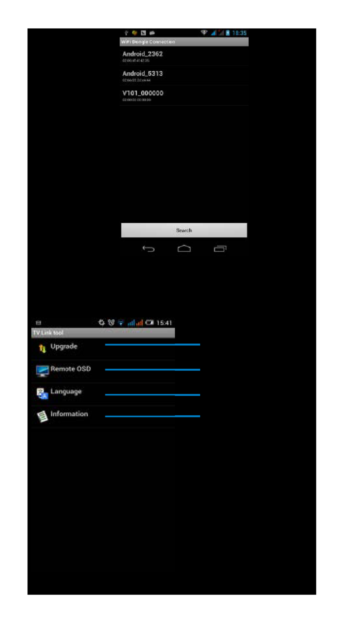 Alcatel Home V101 manual dClick “search” icon, seconds later choose, Touch to upgrade, Touch to see V101’s info 