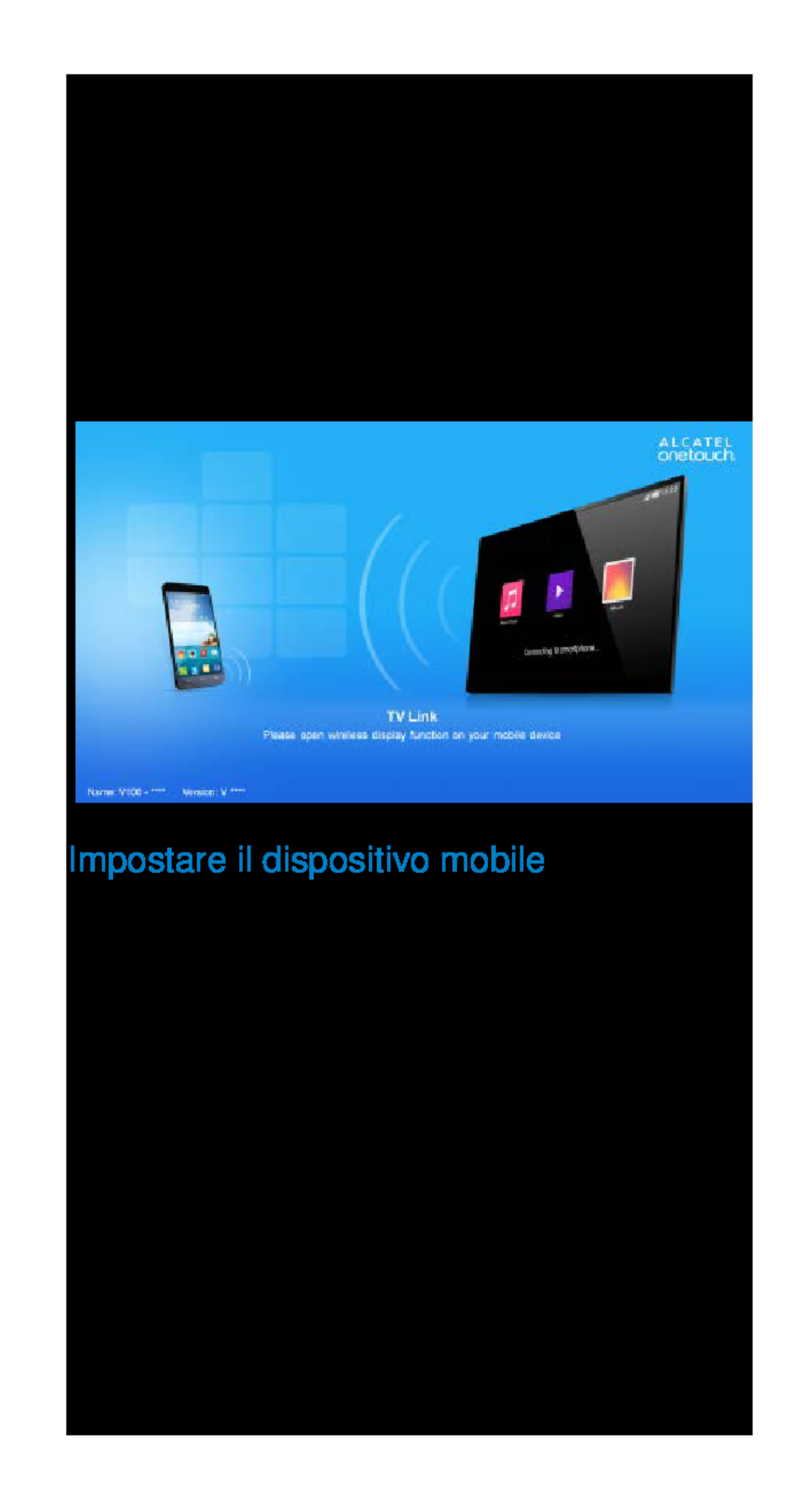 Alcatel Home V101 manual Guida Rapida Alla Funzione Mirror, Impostare il dispositivo mobile 