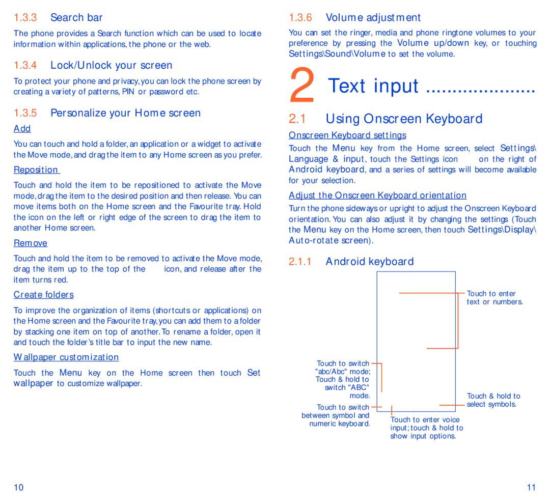 Alcatel IDOL 2 MINI S manual Using Onscreen Keyboard 