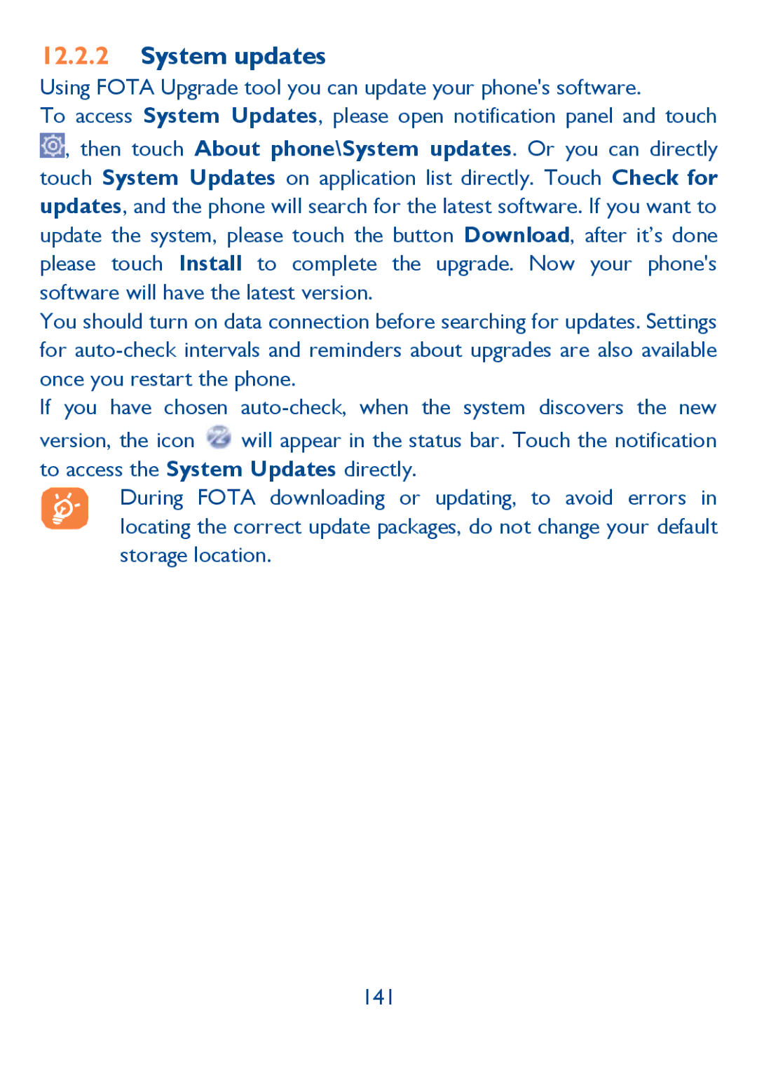 Alcatel 6030N, Idol (6030A) manual System updates 