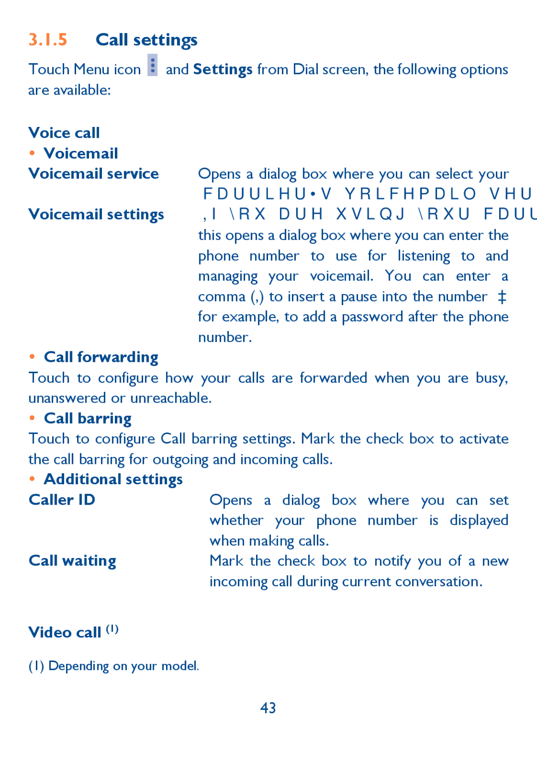 Alcatel 6030N, Idol (6030A) manual Call settings 