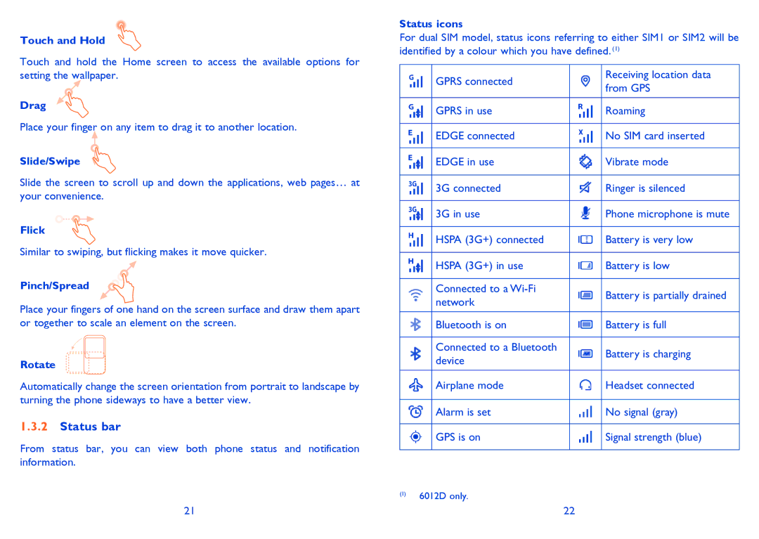 Alcatel IDOL MINI manual Status bar 