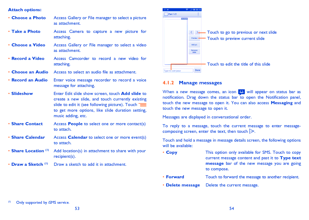 Alcatel IDOL MINI manual Manage messages 