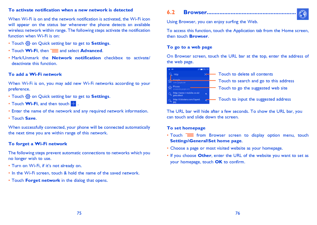 Alcatel IDOL MINI manual Browser 