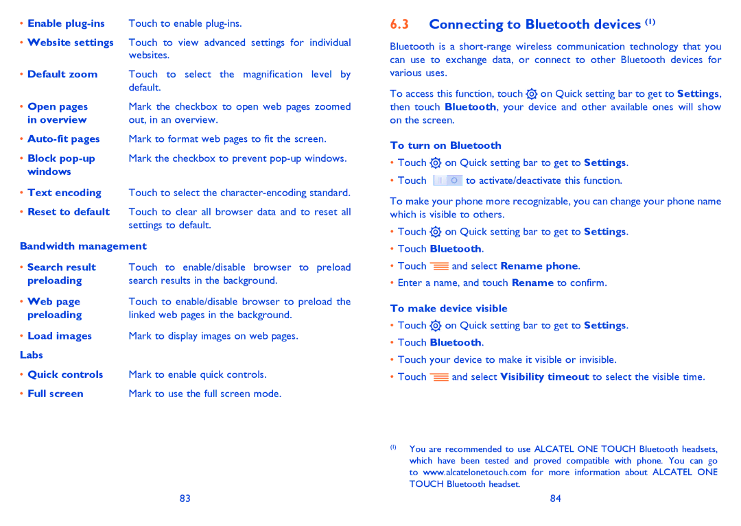 Alcatel IDOL MINI manual Connecting to Bluetooth devices 