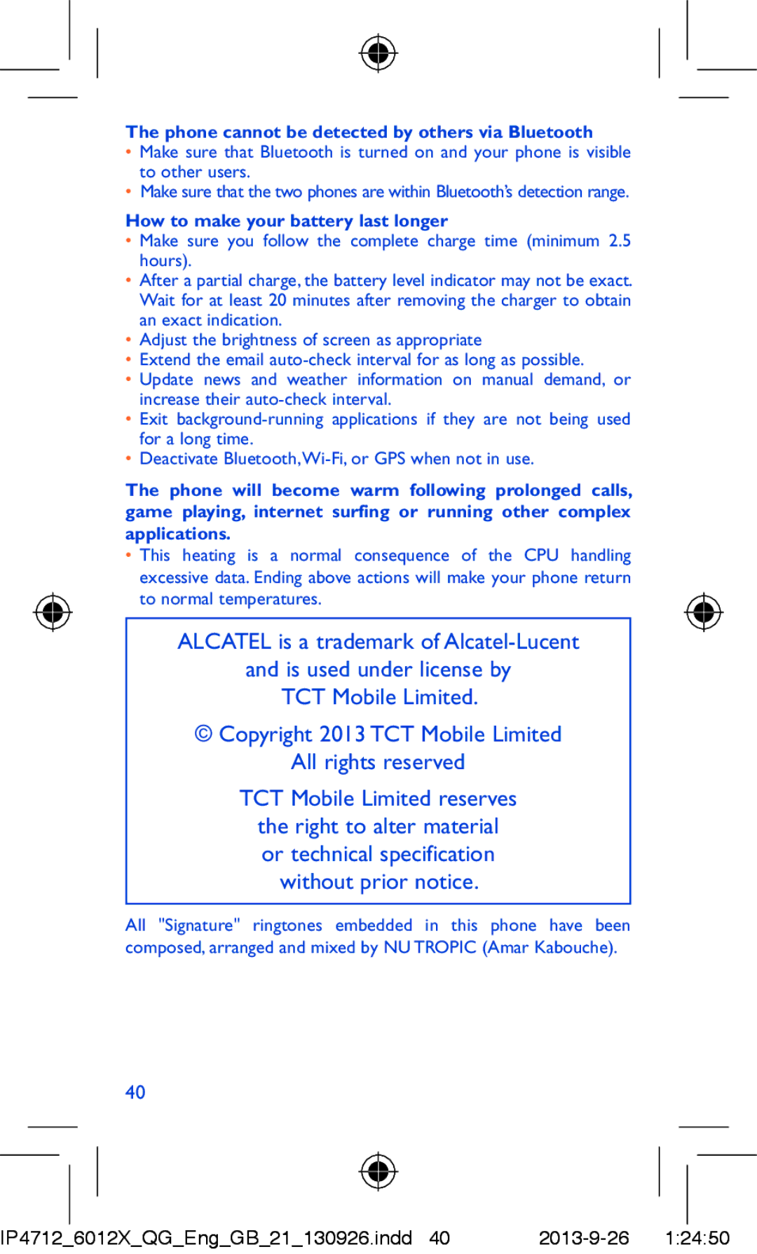 Alcatel IDOL MINI manual Phone cannot be detected by others via Bluetooth, How to make your battery last longer 