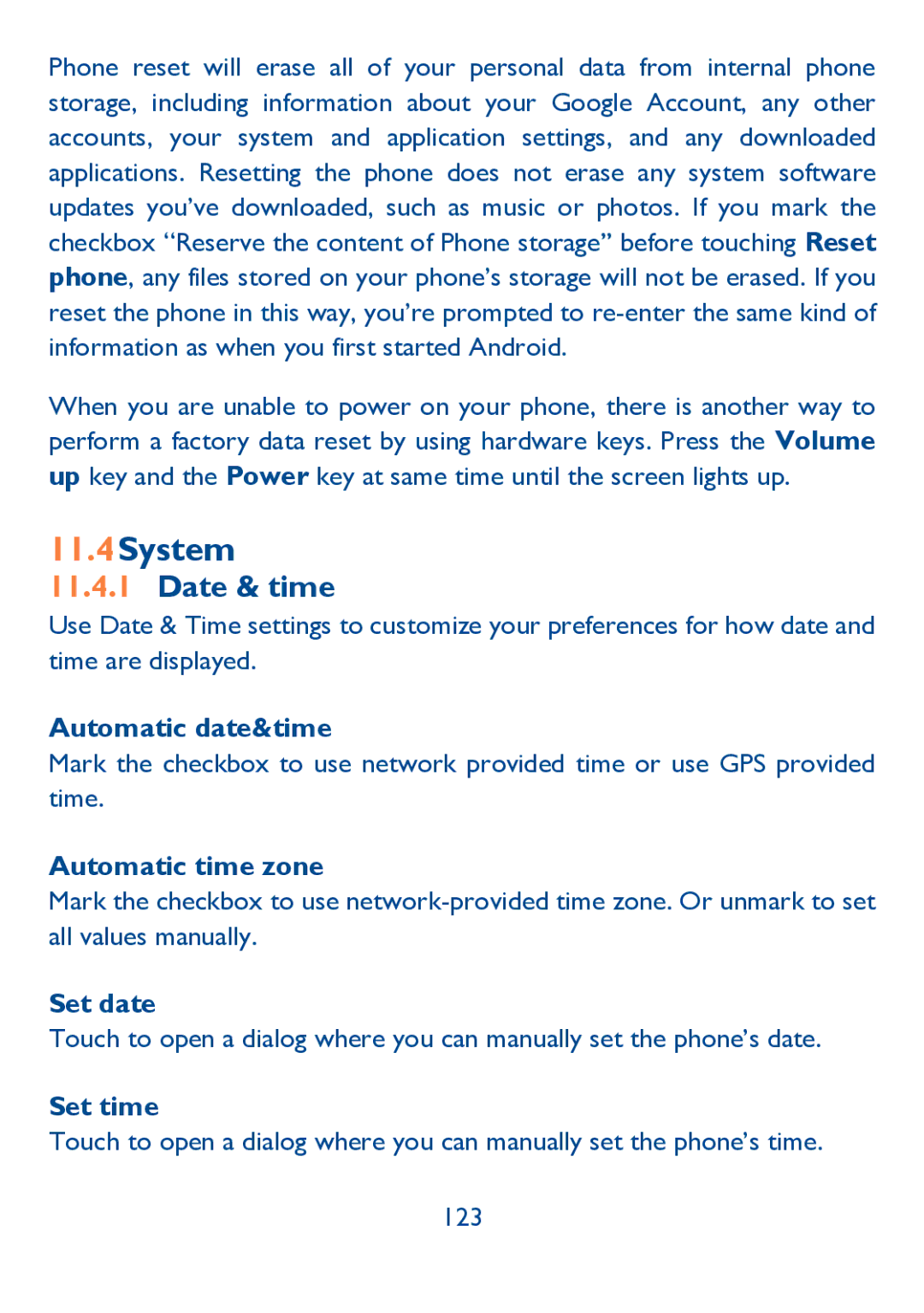 Alcatel IDOL ULTRA manual System, Date & time 