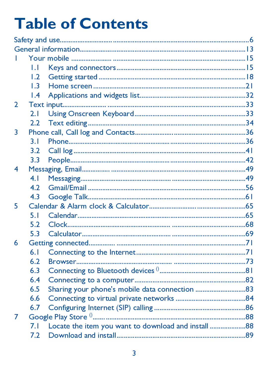 Alcatel IDOL ULTRA manual Table of Contents 